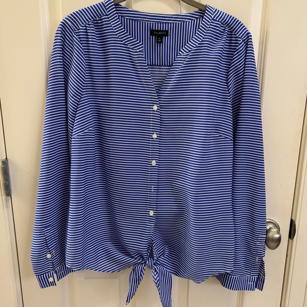 Talbots Blue and White Striped Shirt